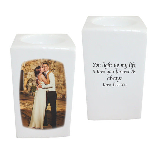 Personalised Bone China Photo Tea Light Holder