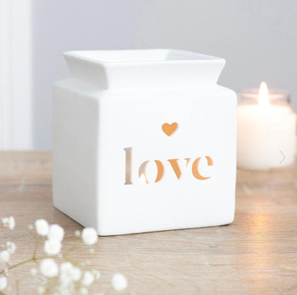 White Love Cut Out Oil Burner