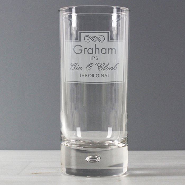 Personalised Gin O'Clock Hi Ball Glass - Myhappymoments.co.uk