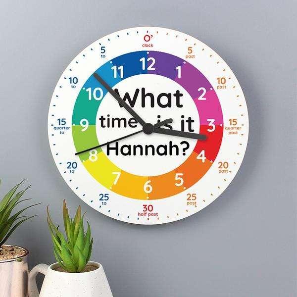 Personalised Kids 'What time is it?' Clock - Myhappymoments.co.uk