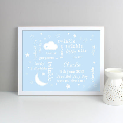 Personalised Blue Twinkle Twinkle Little Star Wall Art