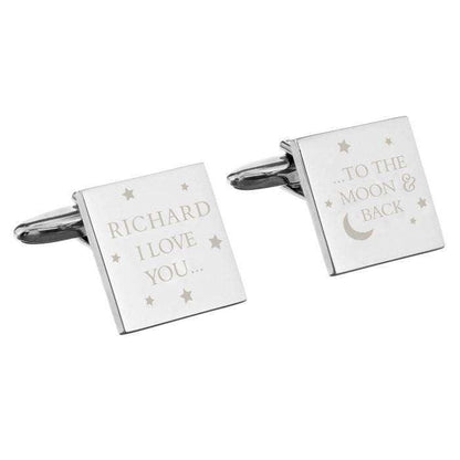 Personalised To the Moon and Back Square Cufflinks - Myhappymoments.co.uk