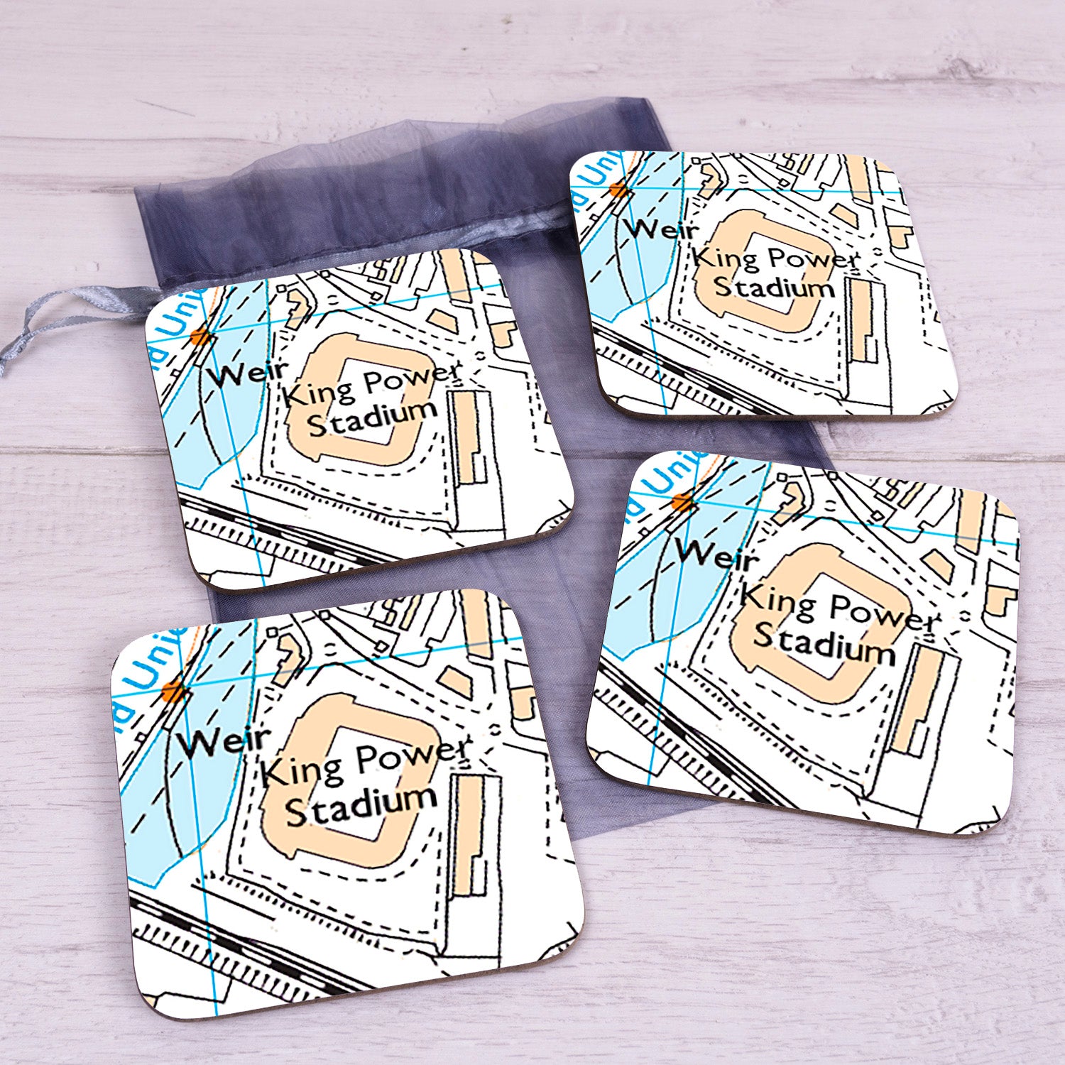 Football Club Stadium Map Set of 4 Coasters