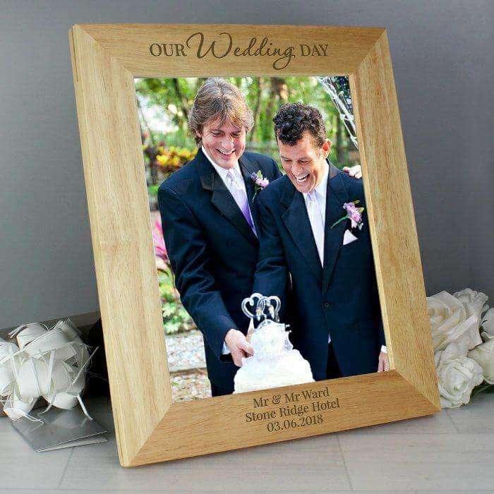 Personalised 'Our Wedding Day' 8x10 Wooden Photo Frame - Myhappymoments.co.uk