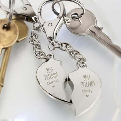 Personalised Best Friends Two Hearts Keyring - Myhappymoments.co.uk