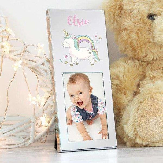 Personalised Baby Unicorn Aluminium Photo Frame 2x3 - Myhappymoments.co.uk