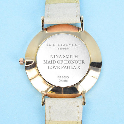 Elie Beaumont Ladies Personalised Leather Watch in Stone