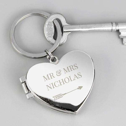 Personalised Arrow Heart Photo Locket Keyring - Myhappymoments.co.uk