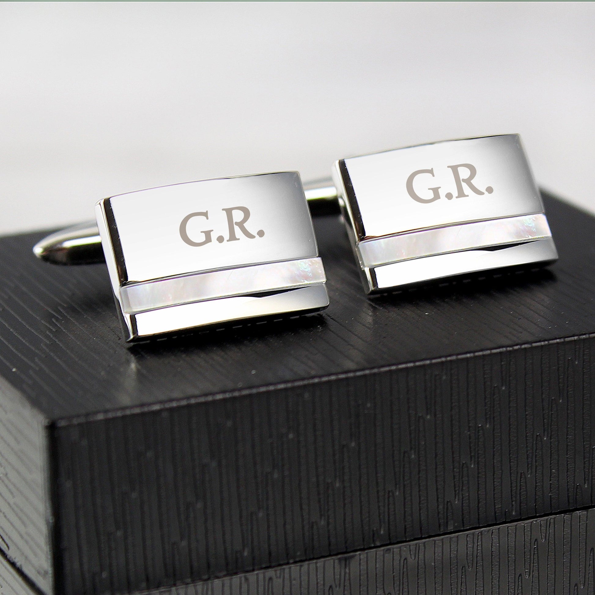 Personalised Mother of Pearl Cufflinks - Myhappymoments.co.uk