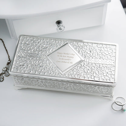 Personalised Antique Silver Plated Jewellery Box - Myhappymoments.co.uk