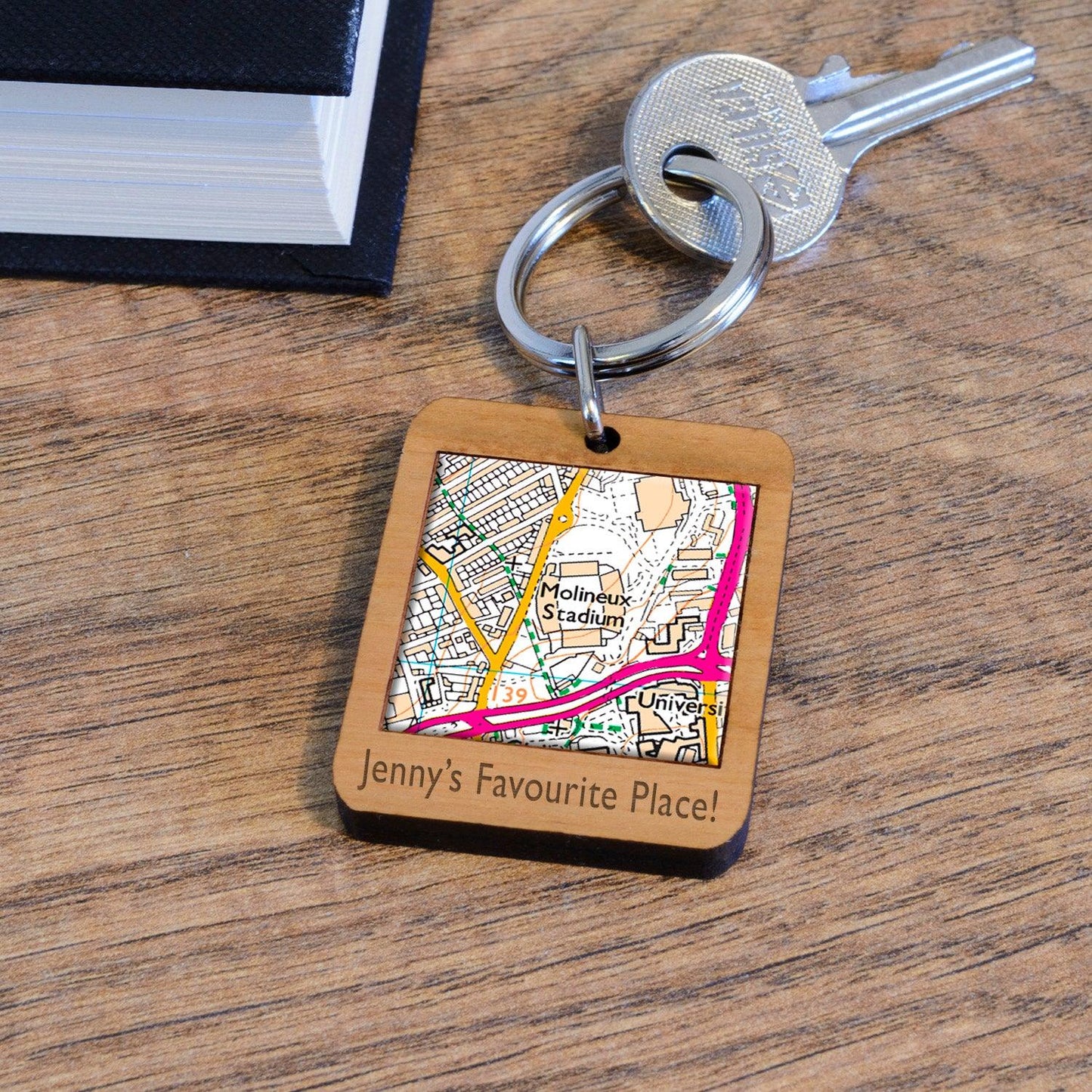 Football Stadium Map Wooden Keyring