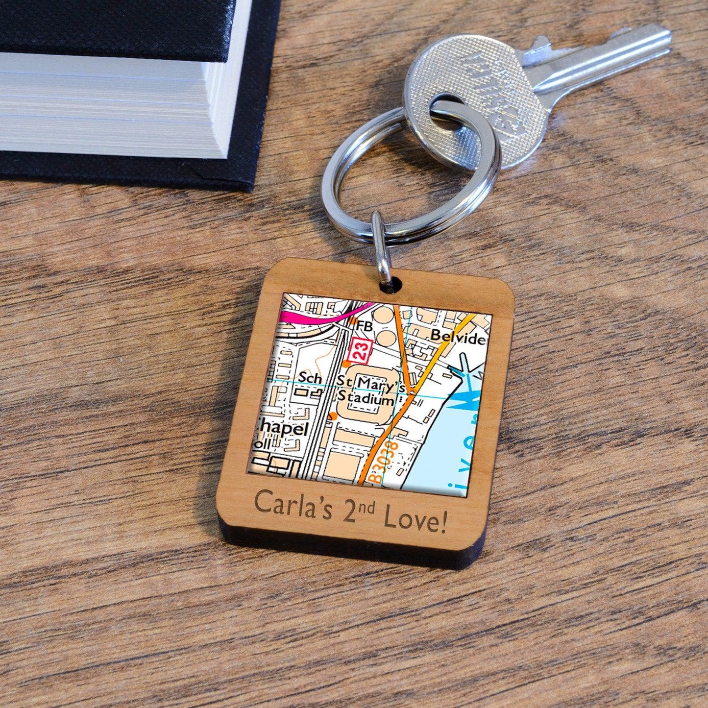 Football Stadium Map Wooden Keyring