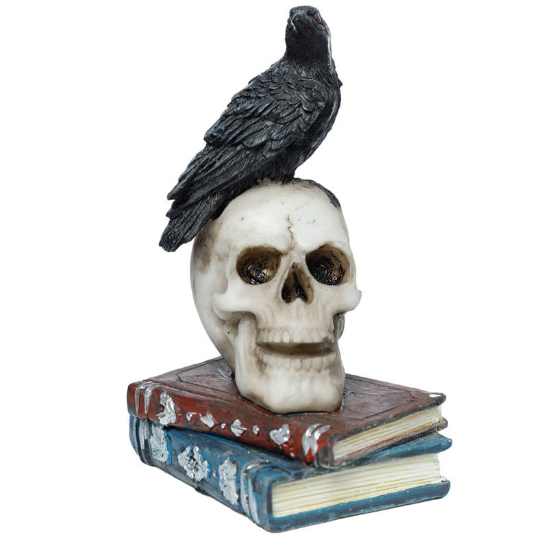 Crow Standing on Skull and Books Ornament