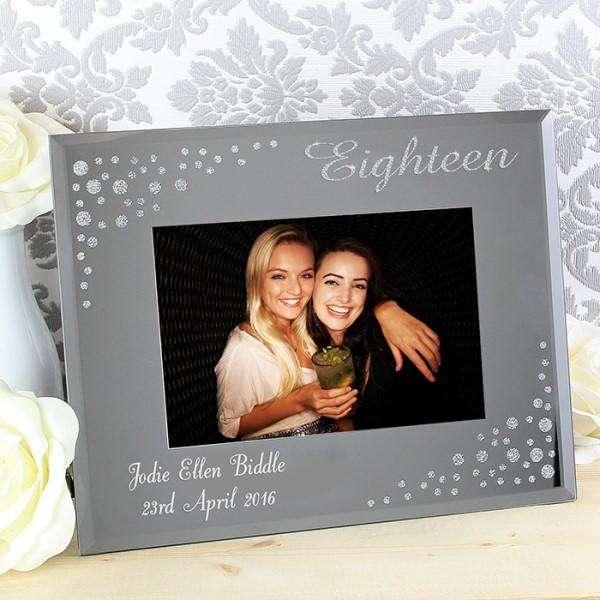 Personalised Eighteen Photo Frame Diamante 6x4 Glass - Myhappymoments.co.uk