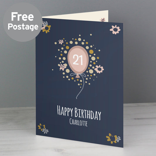 Personalised Rose Gold Balloon Card