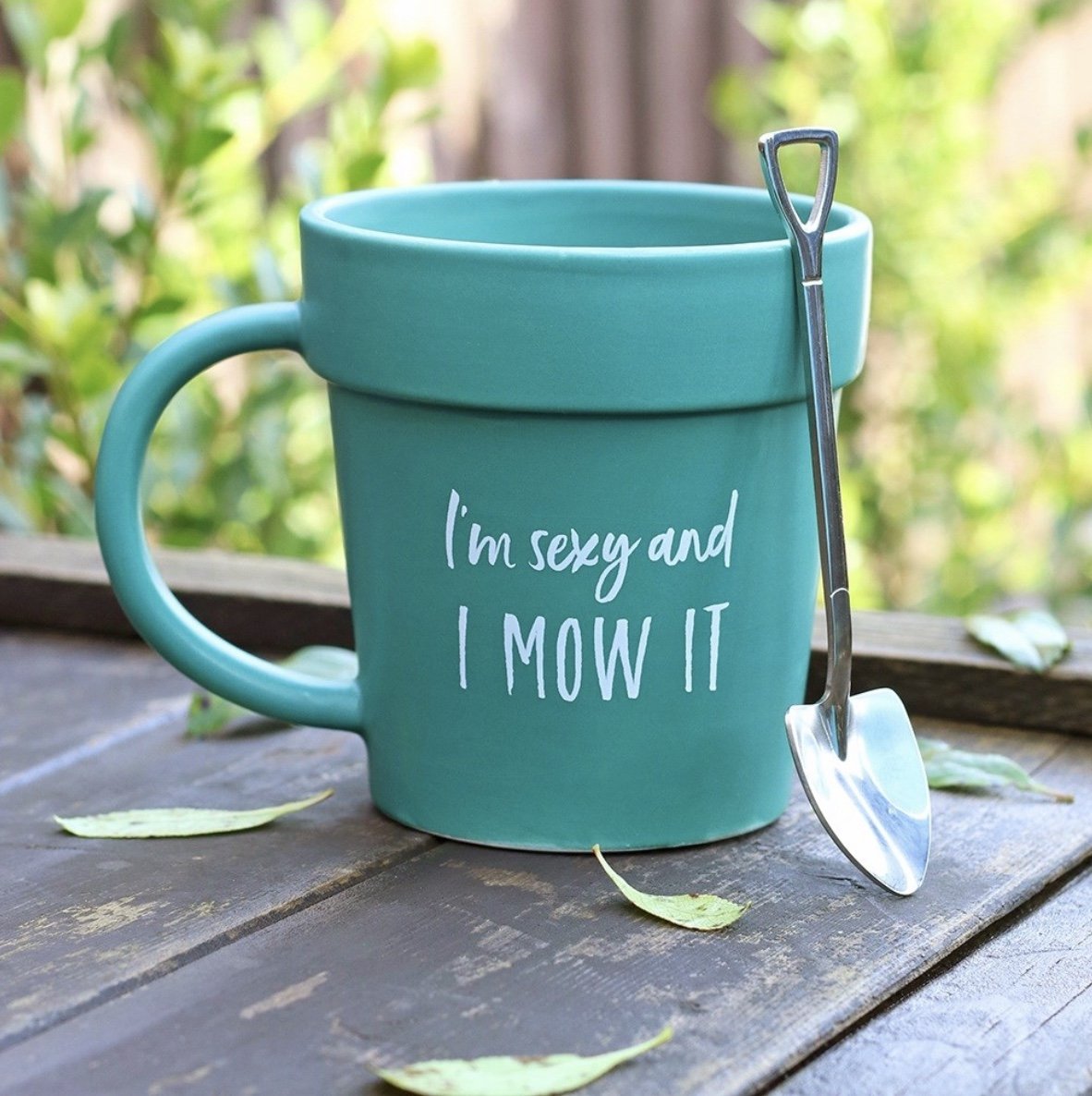 Sexy and I Mow It Pot Mug and Shovel Spoon