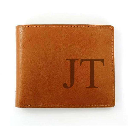 Personalised Big Initials Tan Leather Wallet - Myhappymoments.co.uk