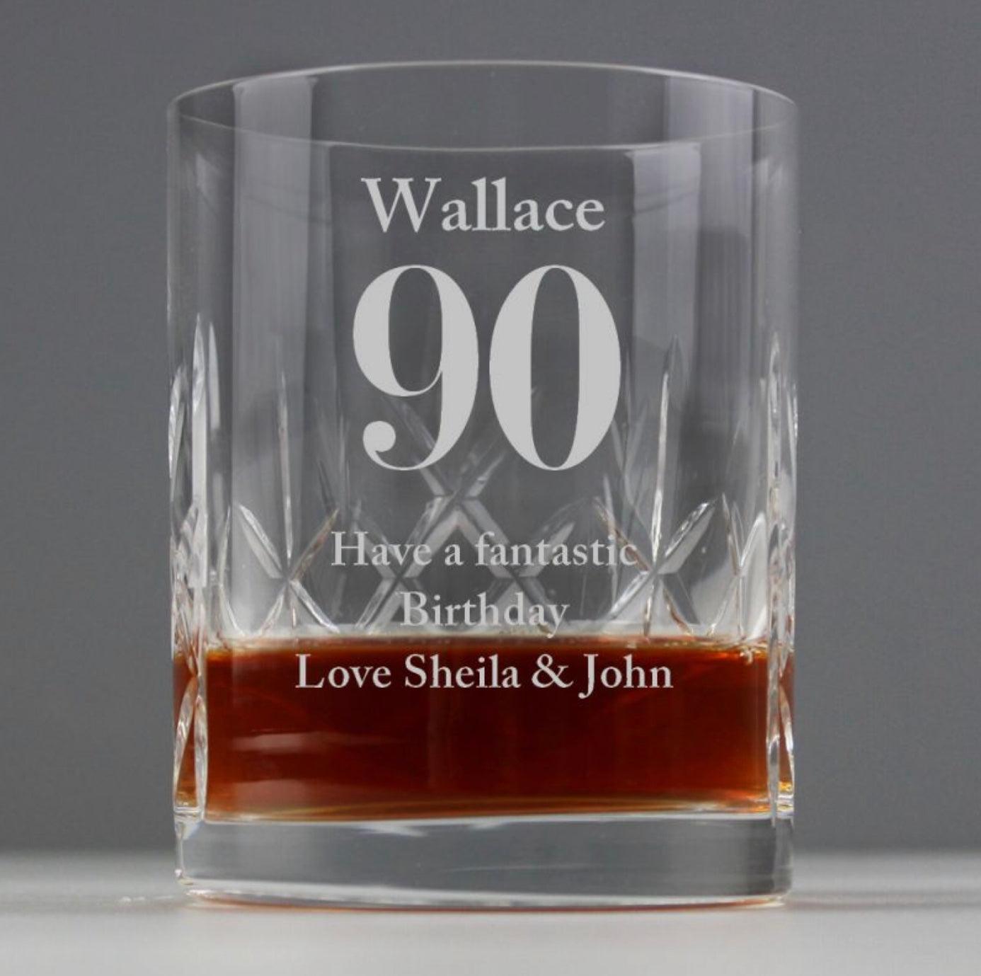 Personalised 90th Birthday Cut Crystal Tumbler Glass