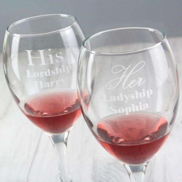 Personalised His & Her Wine Glass Set - Myhappymoments.co.uk