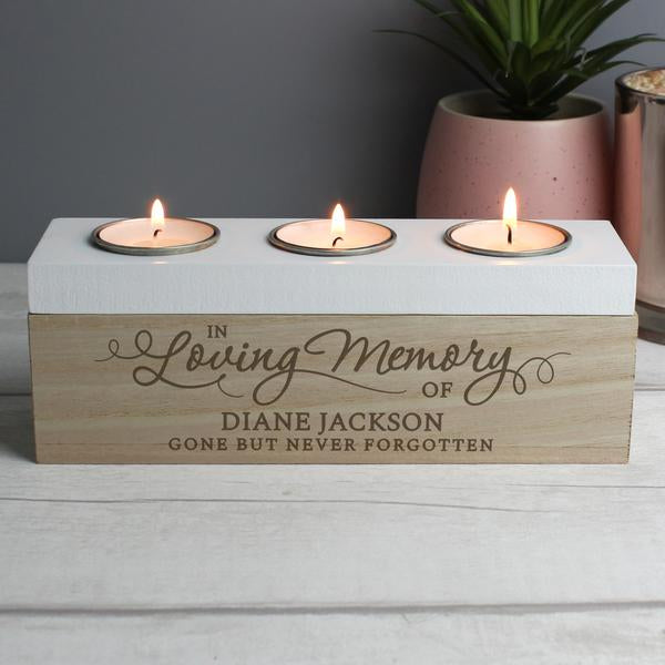 Personalised In Loving Memory Triple Tea Light Box - Myhappymoments.co.uk