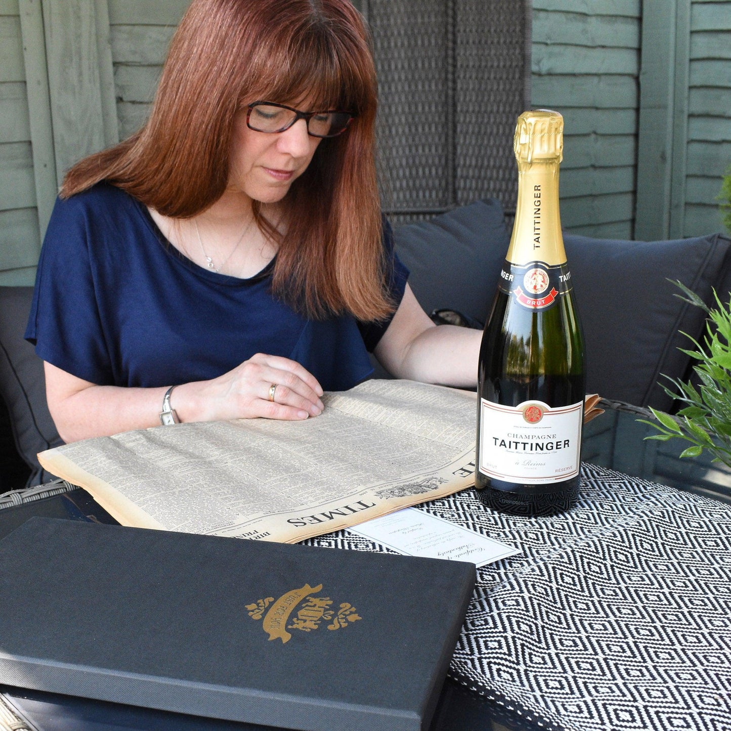 Tattinger Champagne and Original Newspaper