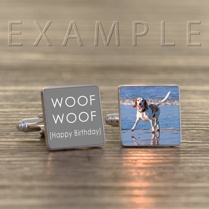 Personalised Any Message Photo Cufflinks With Case - Myhappymoments.co.uk