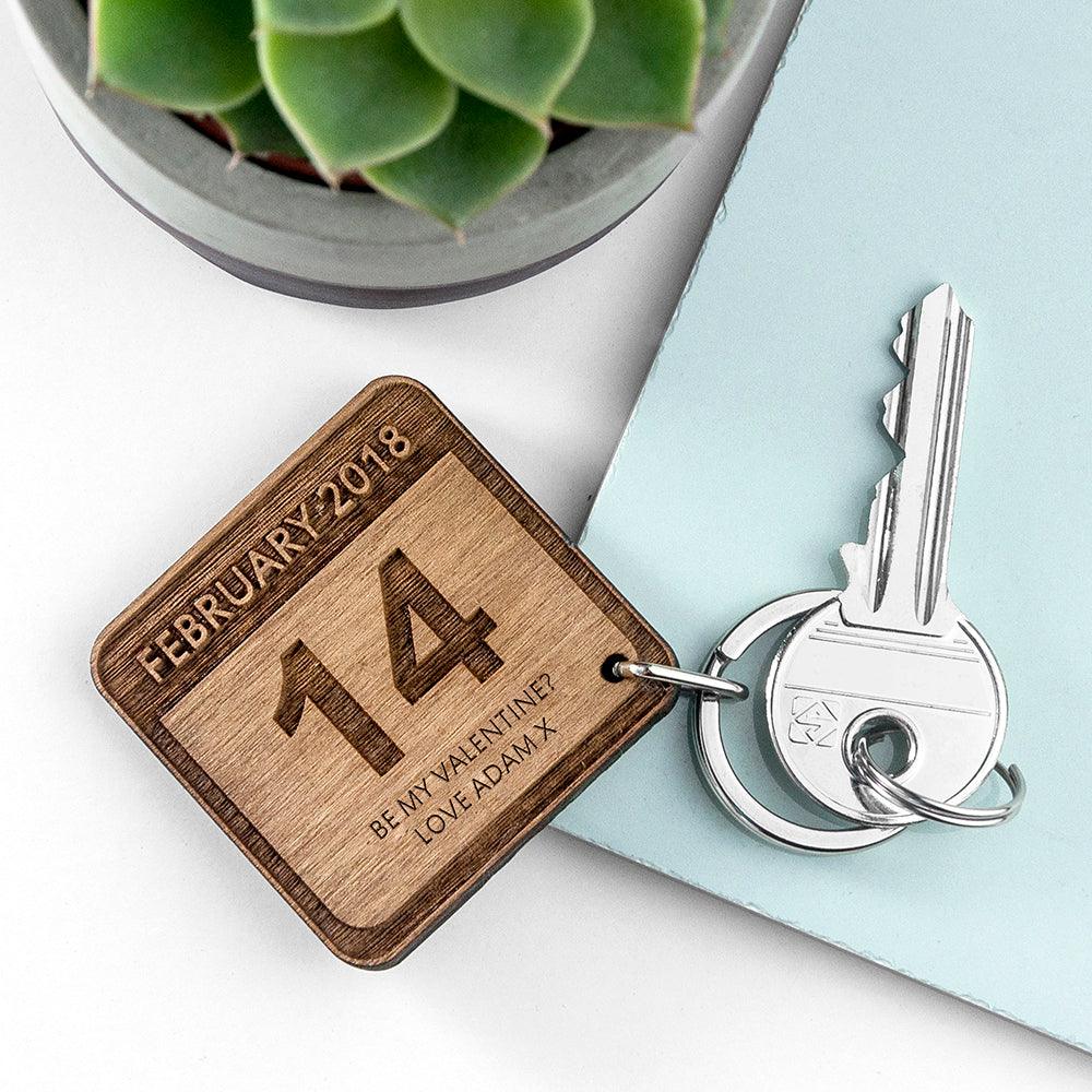 Personalised Special Date Wooden Keyring - Myhappymoments.co.uk