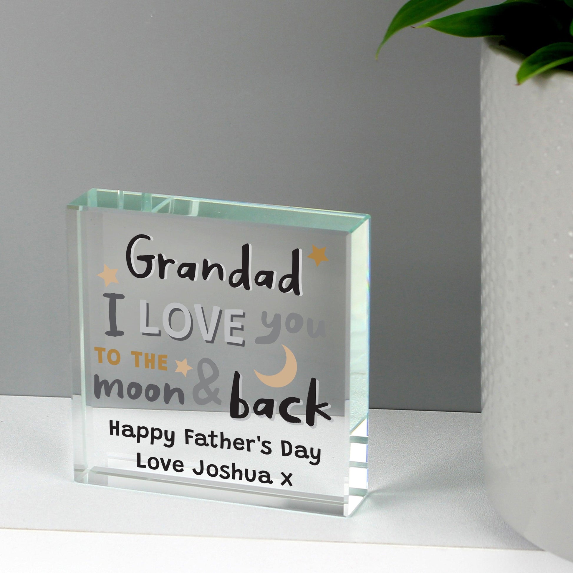 Personalised I Love You To The Moon and Back Large Crystal Token