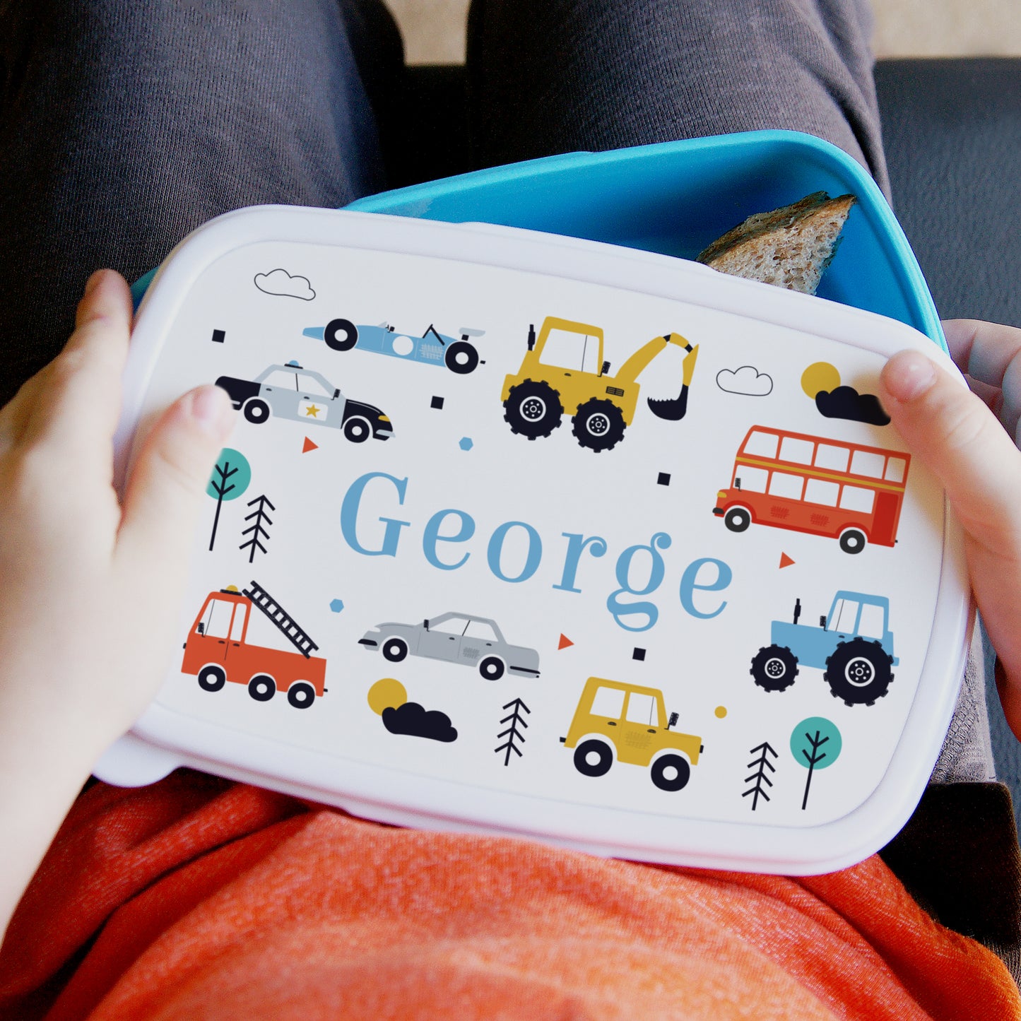 Personalised Vehicles Blue Lunch Box