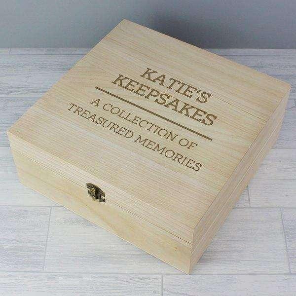 Personalised Any Message Large Wooden Keepsake Box - Myhappymoments.co.uk