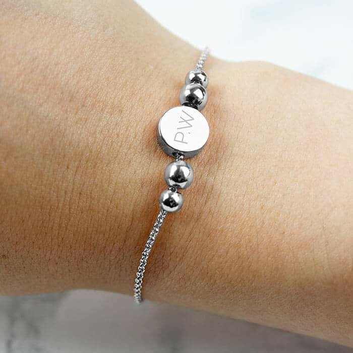 Personalised Silver Plated Initials Disc Bracelet - Myhappymoments.co.uk