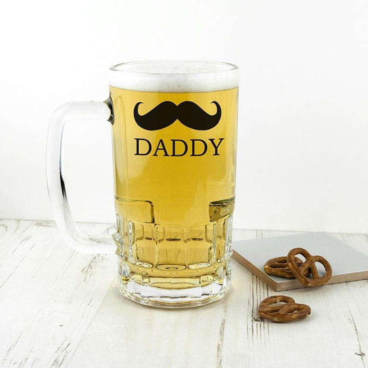 Personalised Moustache Glass Tankard - Myhappymoments.co.uk