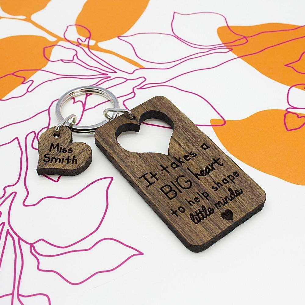 It Takes A Big Heart To Shape Little Minds Keyring - Myhappymoments.co.uk