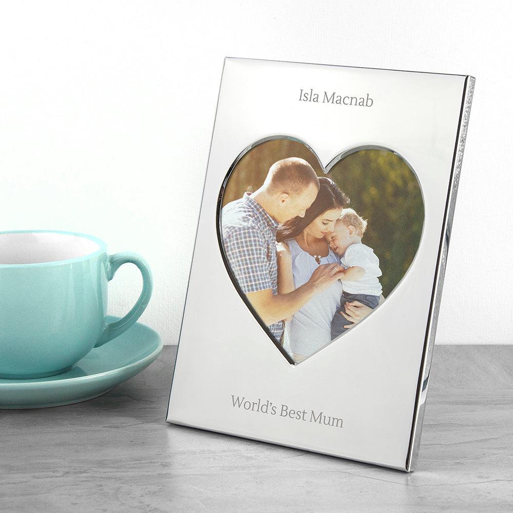 Personalised Silver Plated Heart Photo Frame