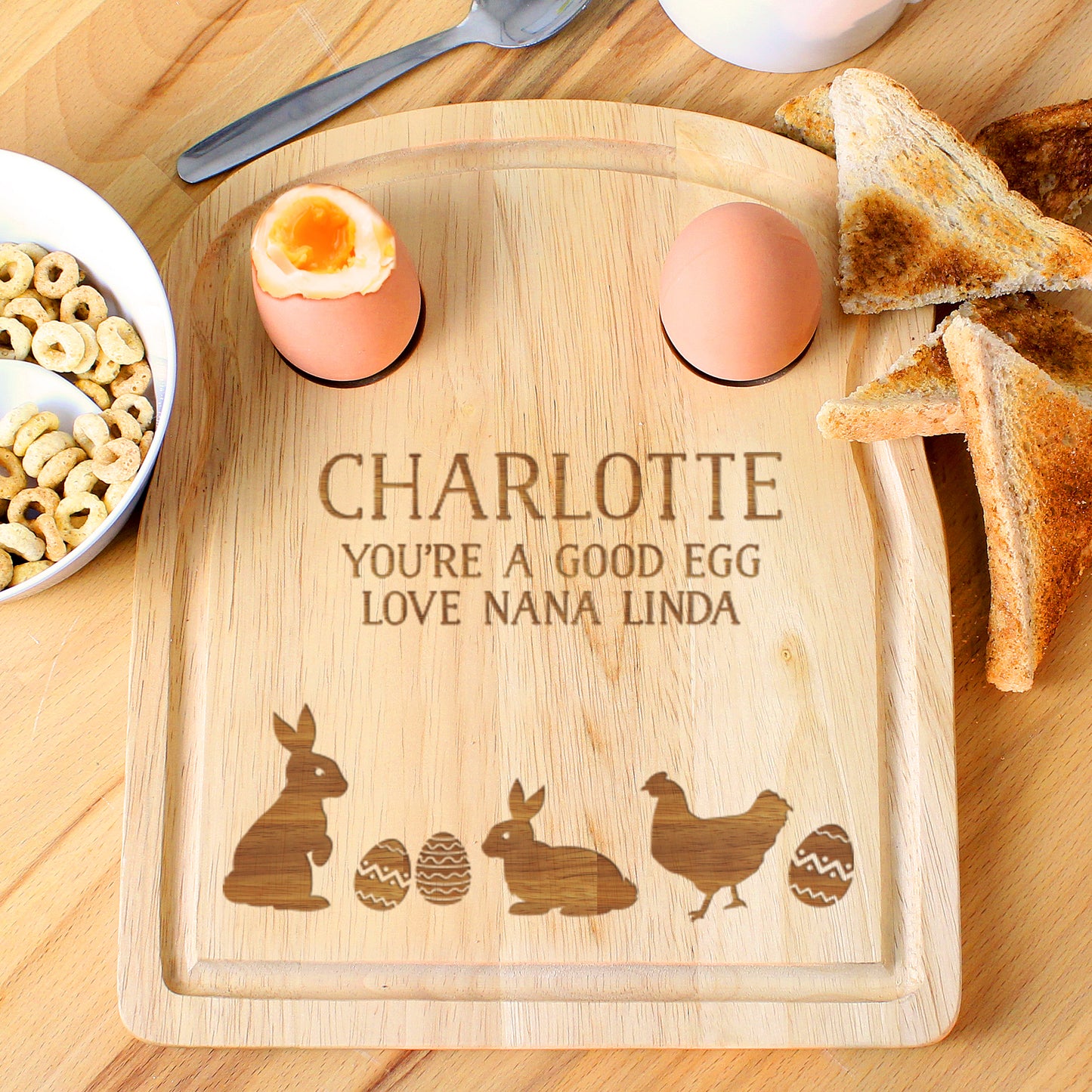 Personalised Spring Egg & Toast Board - Soldiers - Easter Gift