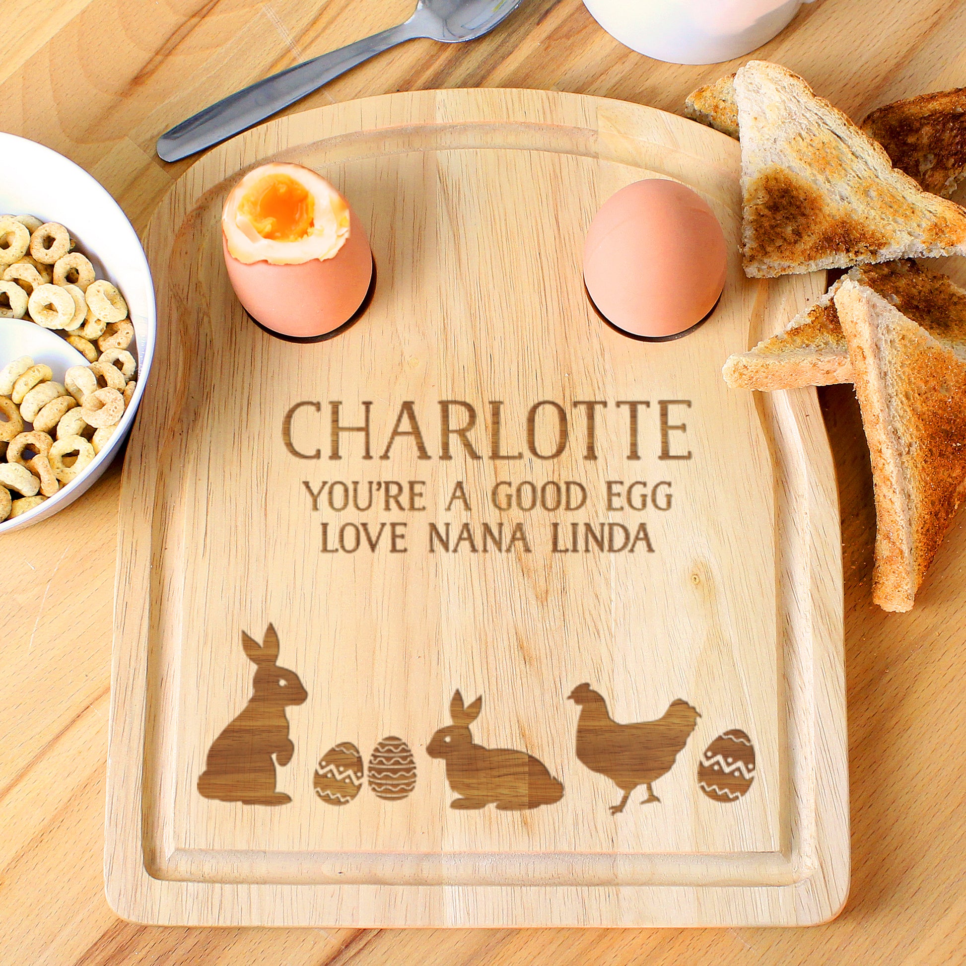 Personalised Spring Egg & Toast Board - Soldiers - Easter Gift