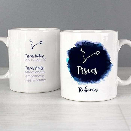 Personalised Pisces Zodiac Star Sign Mug (February 19th - March 20th) - Myhappymoments.co.uk