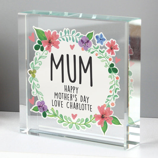 Personalised Floral Large Crystal Token