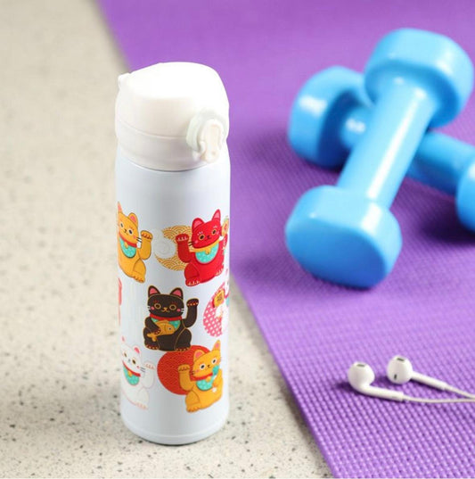 Maneki Neko Lucky Cat Reusable Thermal Insulated Drinks Bottle