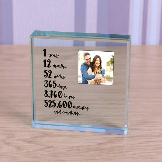 1st Year Anniversary Photo Glass Token Gift Keepsake