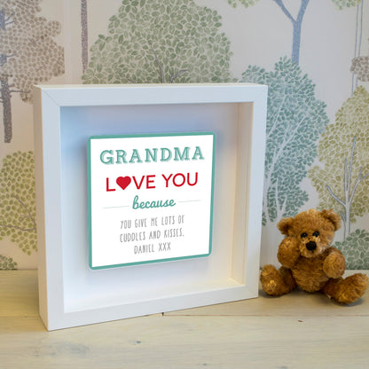 Personalised Grandma Love You Because Metal Wall Art Box Frame