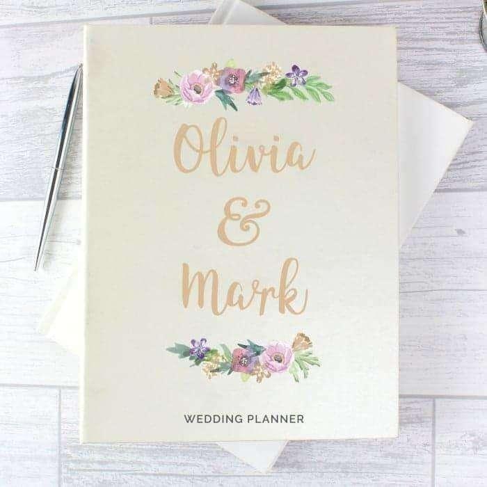 Personalised Floral Watercolour Wedding Planner - Myhappymoments.co.uk