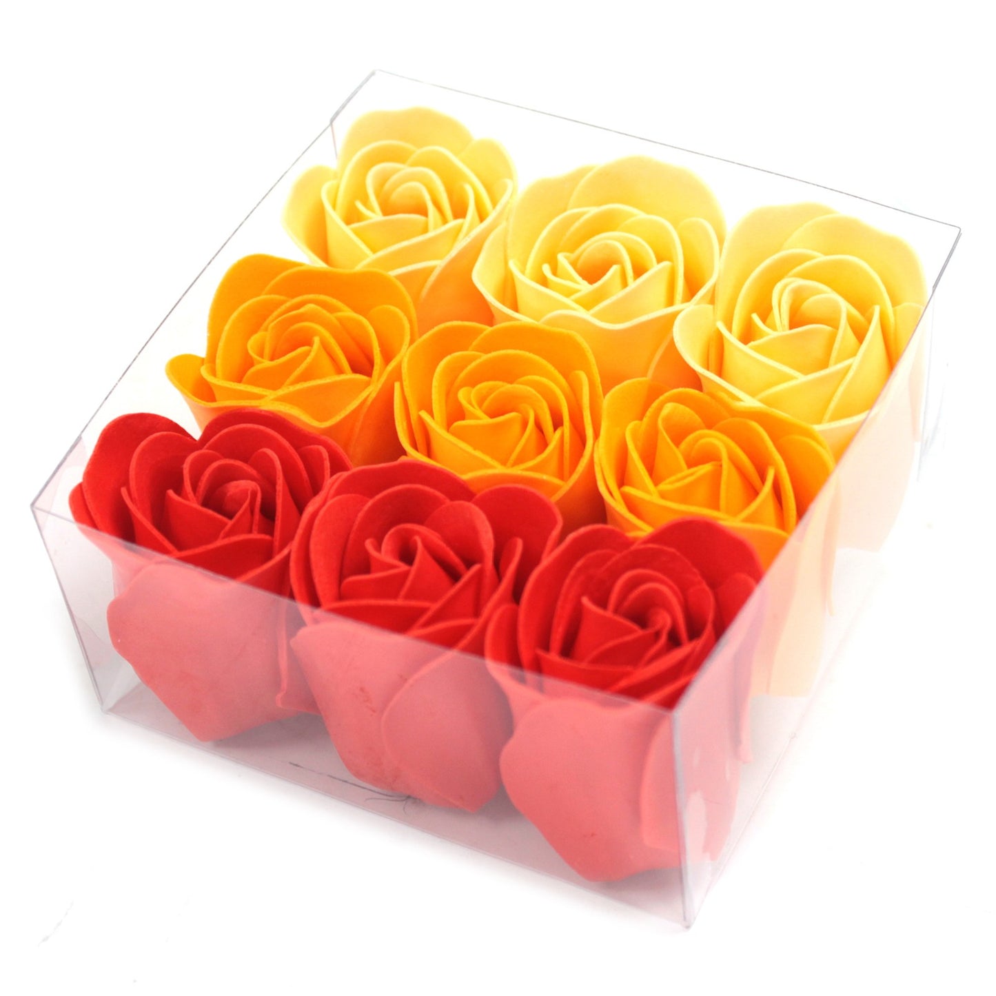 Set of 9 Soap Flower Box - Peach Roses - Myhappymoments.co.uk