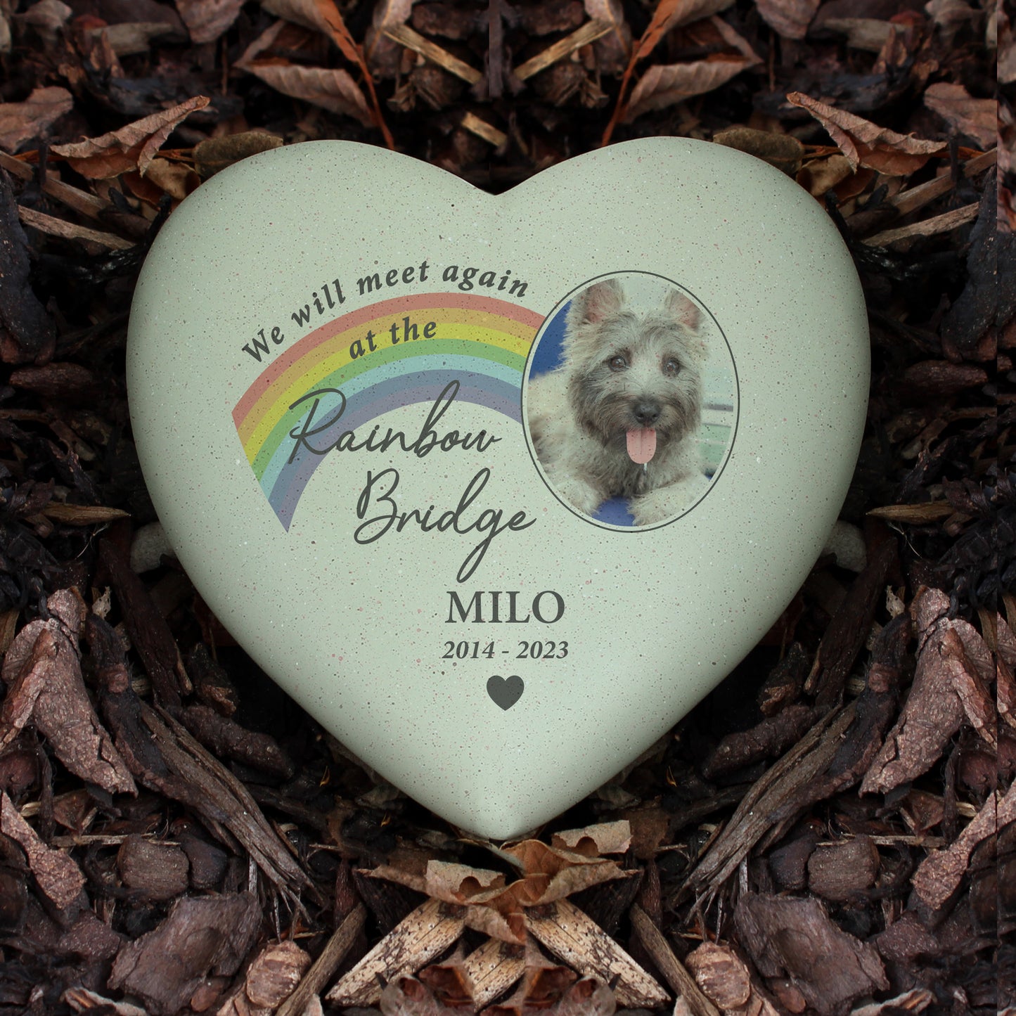 Personalised Pet Rainbow Photo Upload Heart Memorial Grave Stone