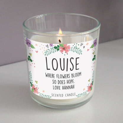 Personalised Floral Scented Jar Candle