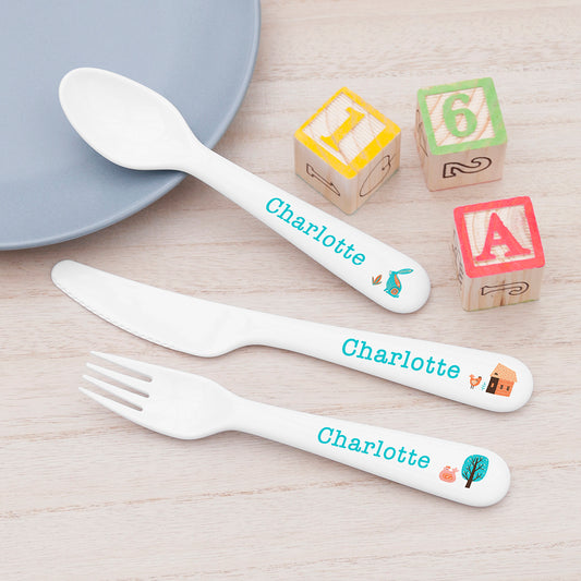 Personalised Children's Scandi Summer Cutlery Set