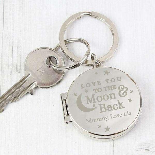 Personalised Love You To The Moon and Back Photo Locket Keyring - Myhappymoments.co.uk