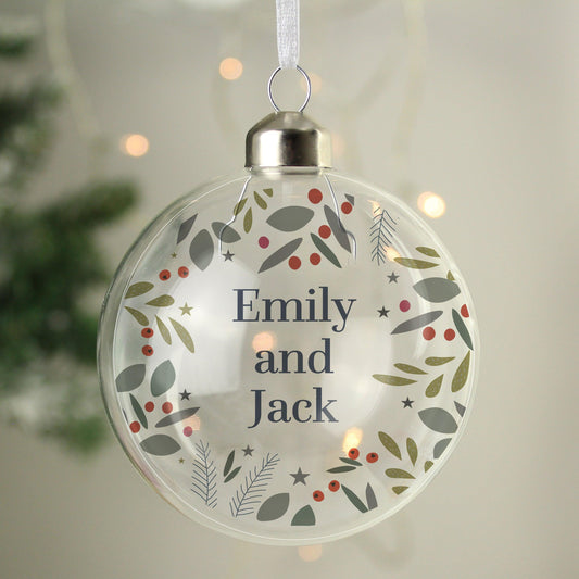 Personalised Festive Christmas Glass Bauble