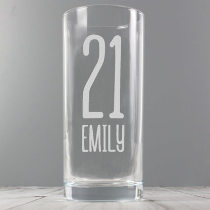 Personalised Birthday Age Hi Ball Glass