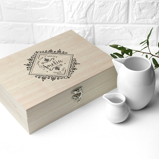 Personalised Time For a Break! Wooden Pukka Tea Box